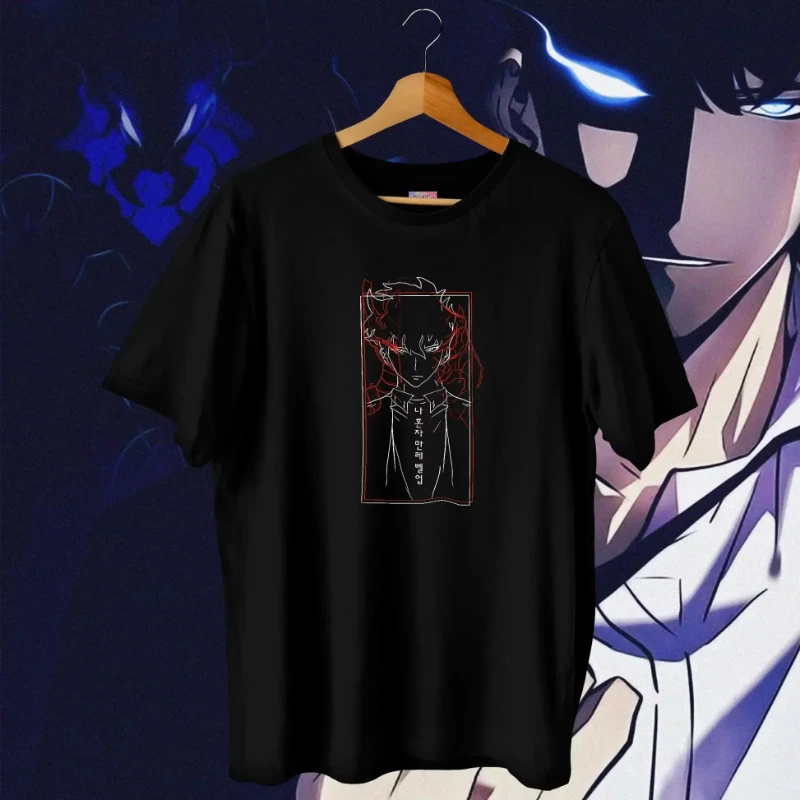 سولو التسوية قميص الانمي الرجال النساء يرتفع الظل سونغ جين وو قصيرة الأكمام المتضخم فضفاض القطن ملابس للرجال تي شيرت علوي