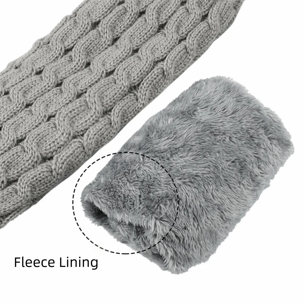 Calentadores de piernas tejidos para mujer, calcetines para botas de invierno de doble capa con patrón torcido, cubiertas para pies con forro polar grueso y cálido, calentador de tobillo