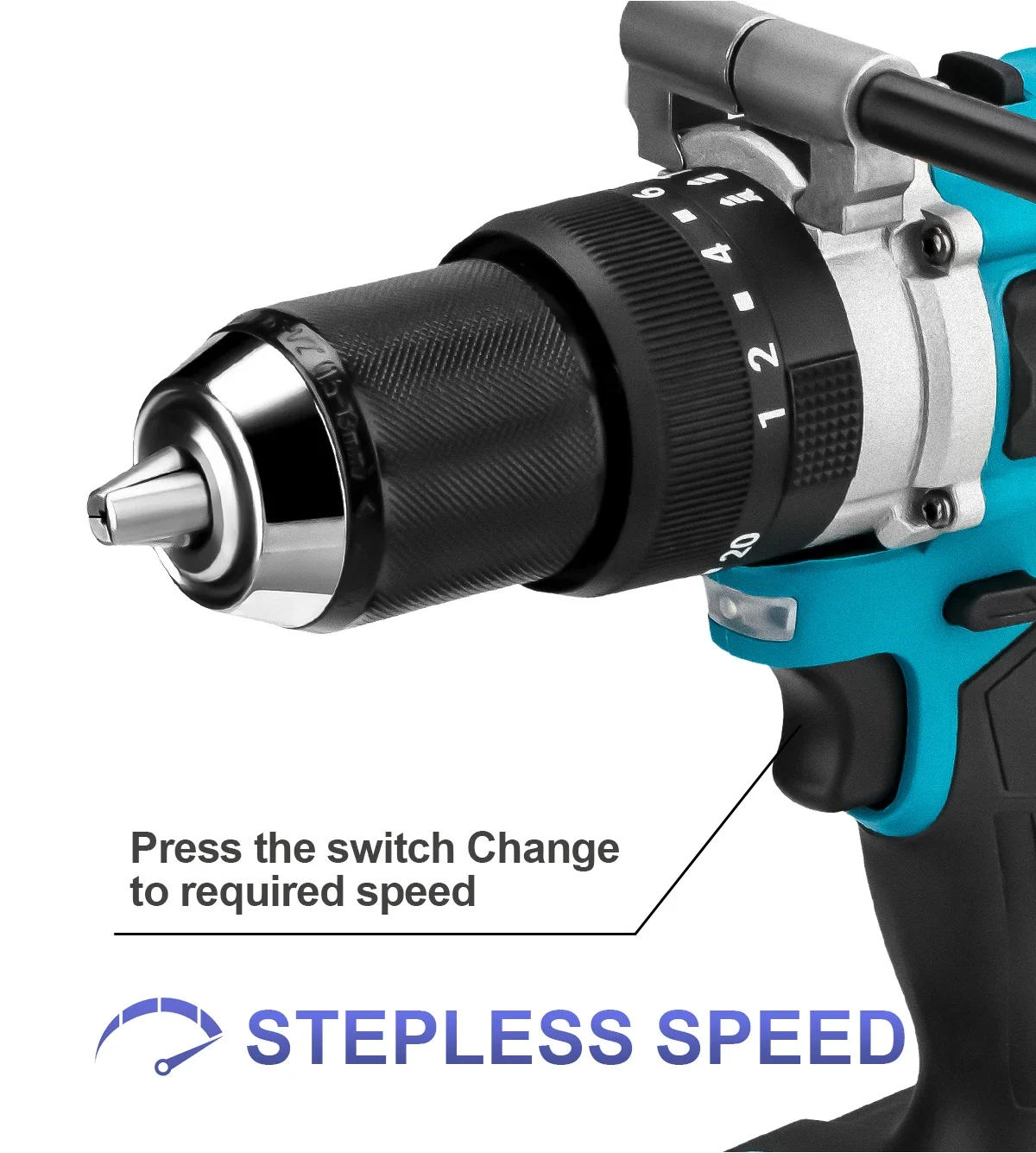 Gisam Powerful Electric Impact Drill Screwdriver 13mm Chuck Brushless Battery Impact Hammer Drill For Makita 18V Battery Pins