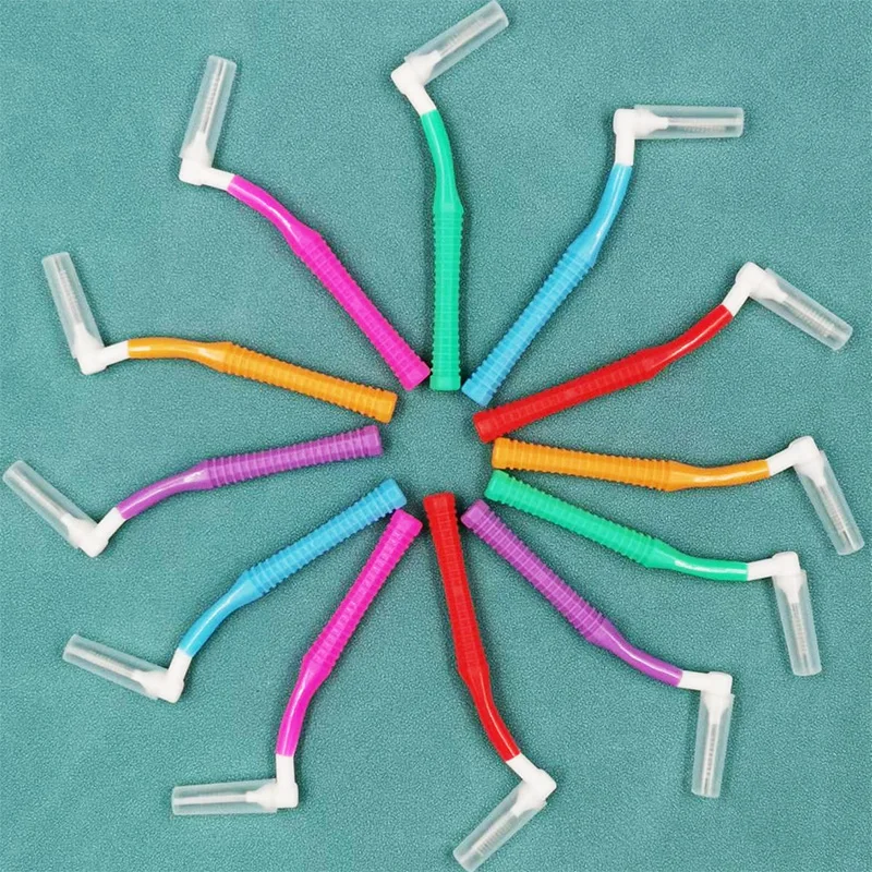 20Pcs/box L Shape Push-Pull Interdental Brush Orthodontic Toothpick Teeth Whitening Tooth Pick ToothBrush Oral Hygiene Care