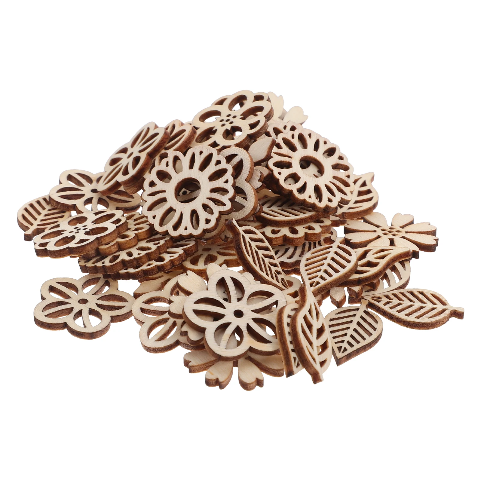 

4 Bags Children's Wooden Flower Slices Leaf Shaped Cutouts DIY Craft Embellishments Painting Scrapbooking Supplies