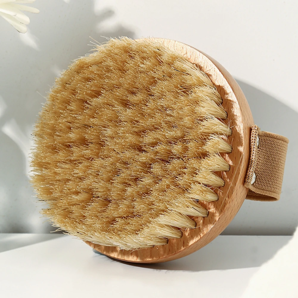 Hog Bristle Bath Brush Massage Back Rub Hand Held Standard Hardness Hair Shower Dry Brushs Wooden Round Bath Fat Skin Scrubber