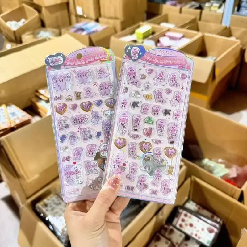 Kawaii Cartoon Estherbunny 3D Crystal Relief Stickers Hand Account Desktop Decoration Student Reward Phone Case Sticker Gift