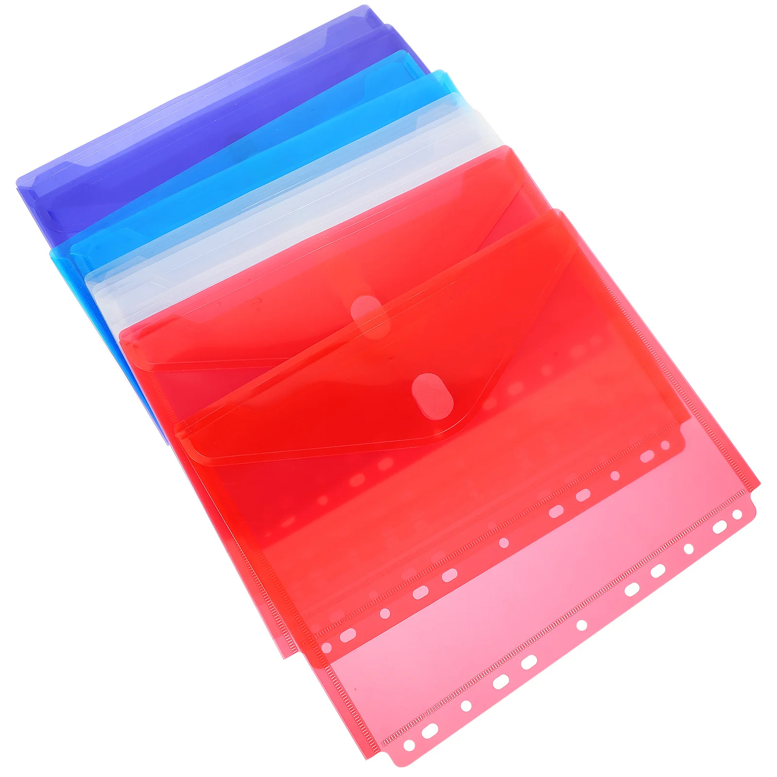 

10Pcs Plastic File Bags Document Holders Snap Button Closure Transparent Folder Receipt Organizer Storage