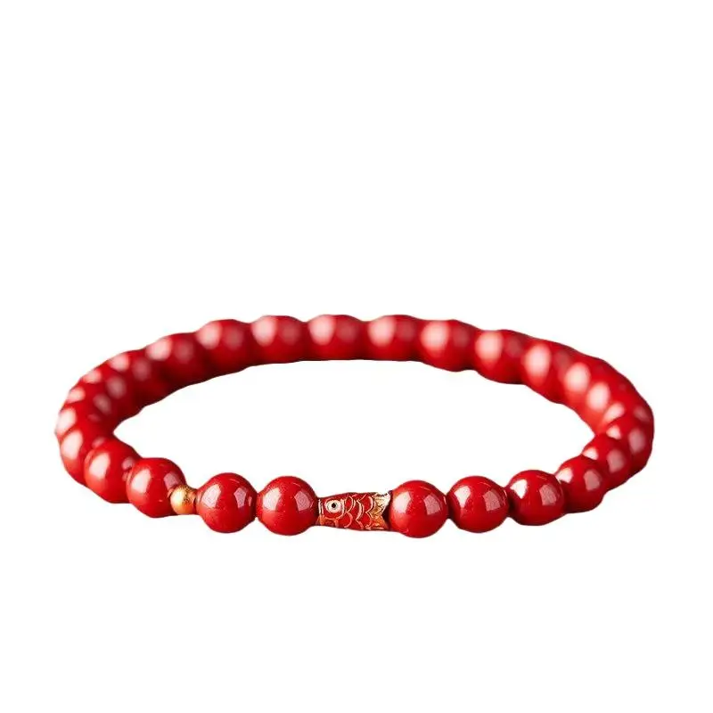 Hot Sale Minimalist Cinnabar Koi Beaded Bracelet Women Men Good Luck Fortune Healthy Red Jewelry Gift
