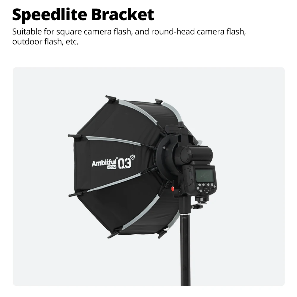 New AMBITFUL Q3 Quick Release Softbox With Optional Grid,Mini Bowens,GODOX Mount,Flashlight Bracket For GODOX YONGNUO NANLITE - view 3