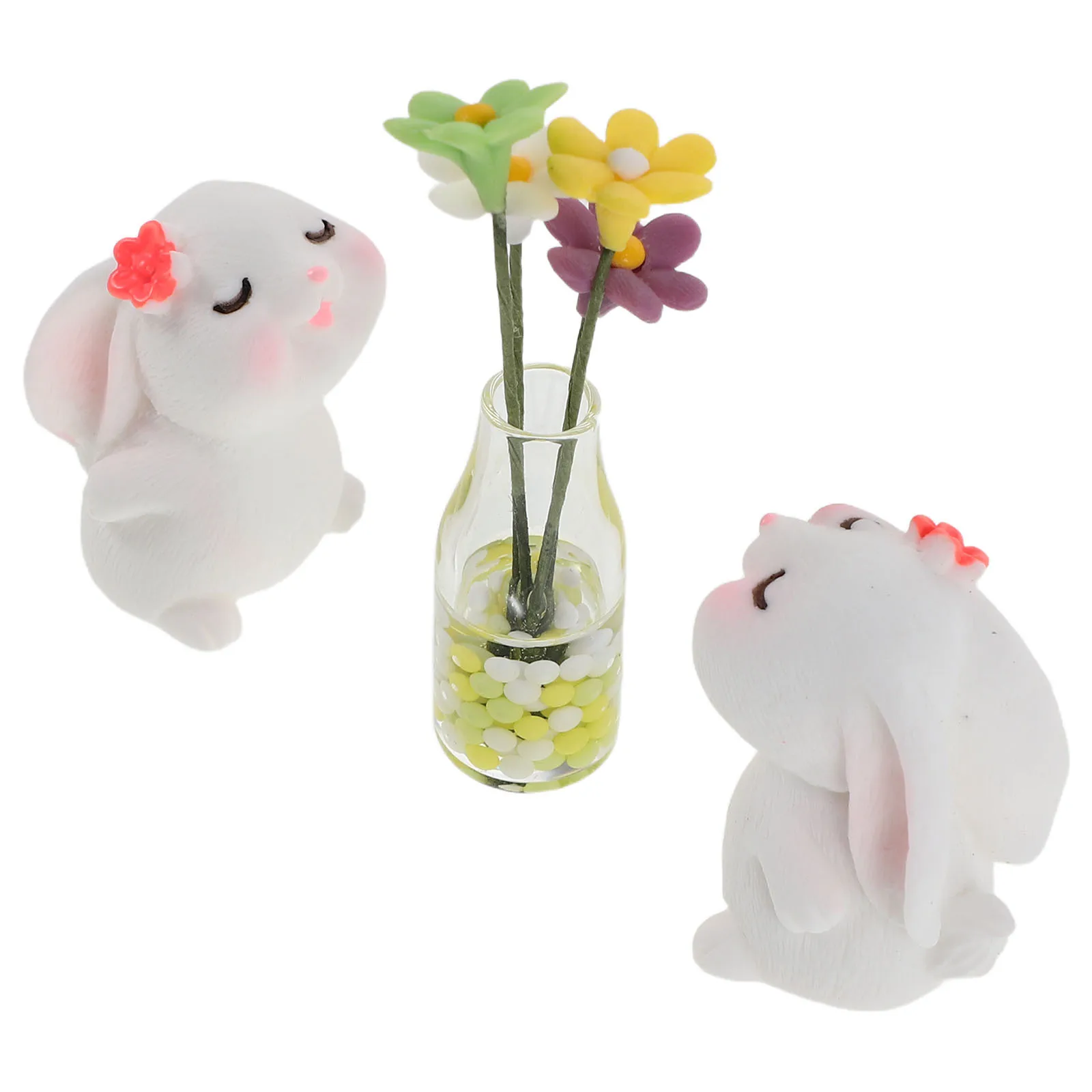 

Mini Daisy Car Dashboard Ornament Adorable Rabbit Flower Cute Interior Decor for Automotive Center Console Dashboard Decor