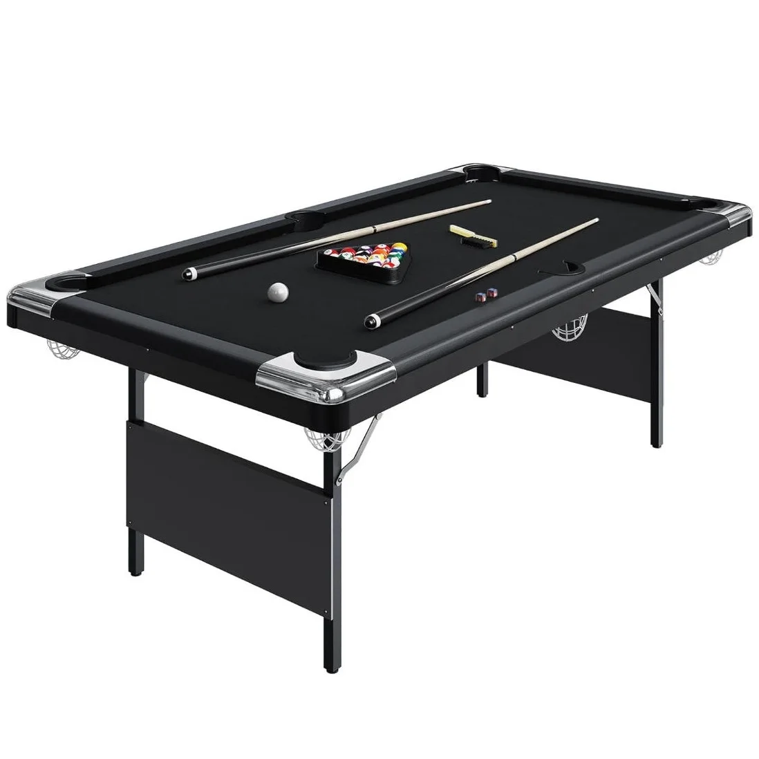 6Ft Foldable Portable Pool Table Full Size Outdoor Billiards Table with Accessories Customizablepromote sales