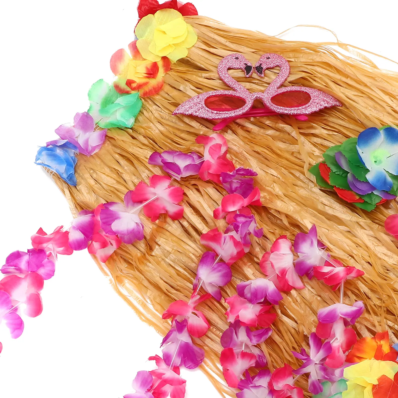 

1 set 1 Set Hawaiian Party Decorations Hula Skirt Costume Accessory Kit Luau Dress Up For Beach Birthday Event Grass Skirt
