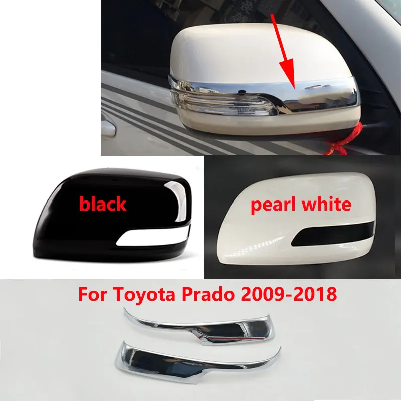 

Car Wing Door Side Rear View Mirror Cover Cap Lid and Chrome Trim Garnish for Toyota Land Cruiser Prado FJ150 2009-2018