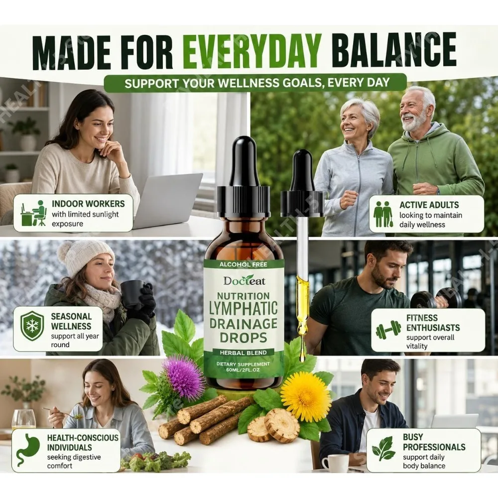 Lymphatic Drainage Drops Gluten Free Lymphatic Balance for Metabolic Antioxidant Digestive Comfort with Vitamin B12 Zinc 60 Ml