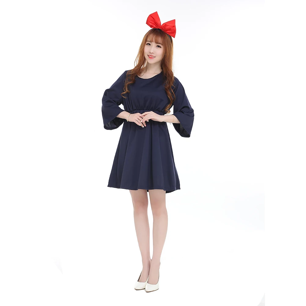 Brdwn Damen Kiki Cosplay Kostüm Lolita Schürzenkleid (Kleid + Haarbekleidung)