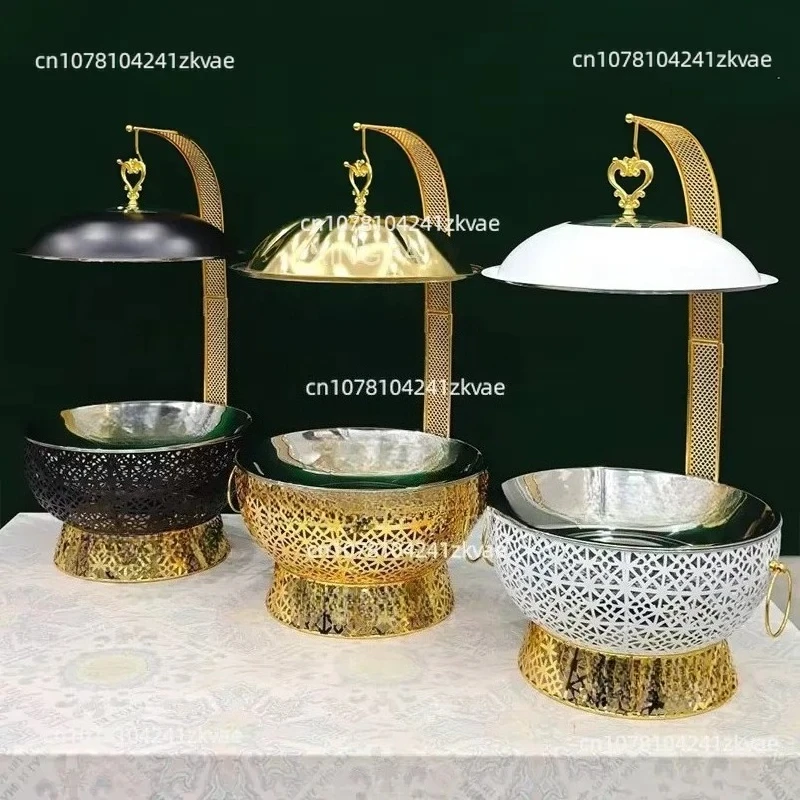 Luxury Hotel Restaurant Equipment Food Warmer 8L Gold Server Buffet Equipment Set Cover Hot Pot