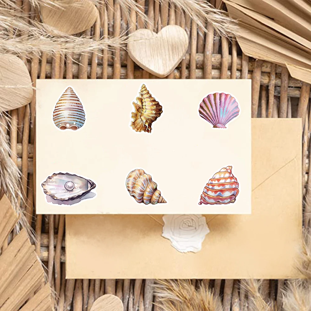 50PCS Cute Cartoon Shell Conch Stickers Graffiti Decoration DIY Laptop Phone Suitcase Notebook Label Stationery Sticker