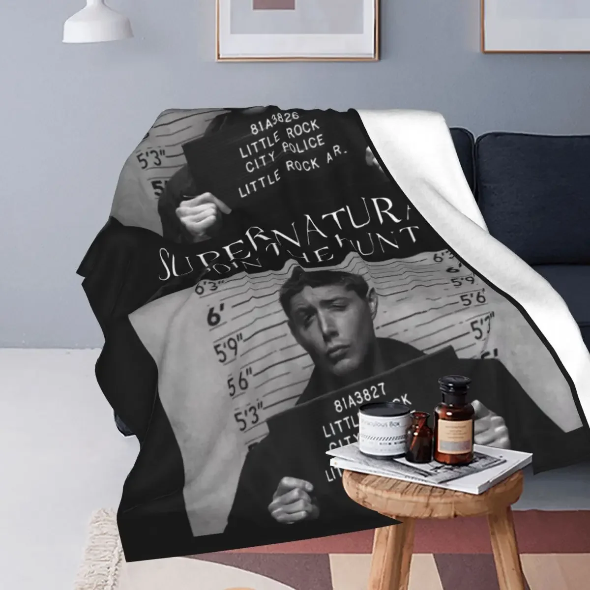 Supernatural Mugshots Sam And Dean Blanket Fleece Textile Decor Warm Throw Blanket for Home Outdoor Plush Thin Quilt