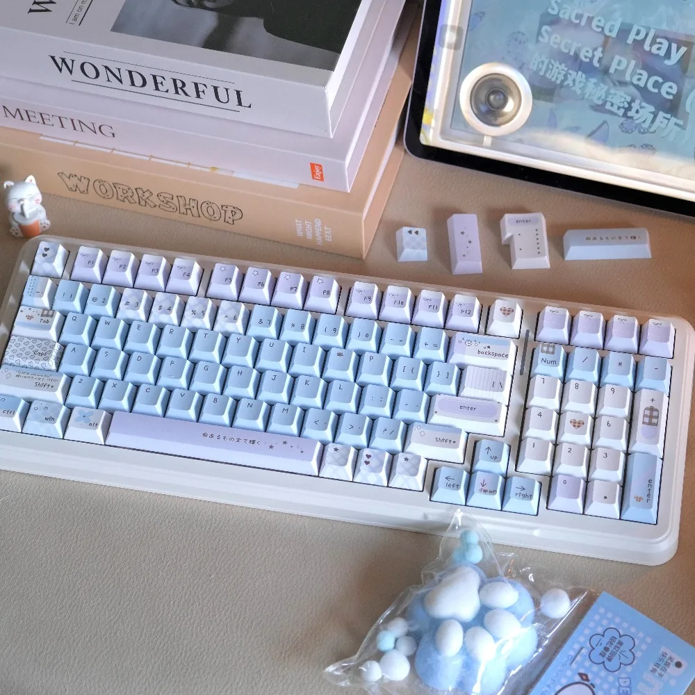 

Набор колпачков Cute Heart Note PBT, 129 клавиш OEM-профиль для пользовательской механической клавиатуры