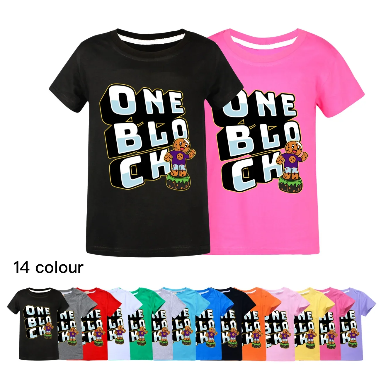 

Kids T Shirt Boys Girls oneblock Short T-Shirt Summer cotton Kids Top Cartoon Graphic Tee Funny Children O-neck Tshirt3773