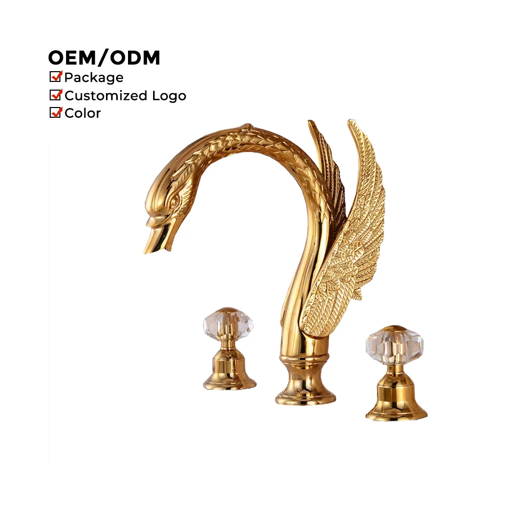 

Classic Dual Handle Split Swan Vanity Wash Faucets Mixers Taps Brass Bathroom Basin Faucet