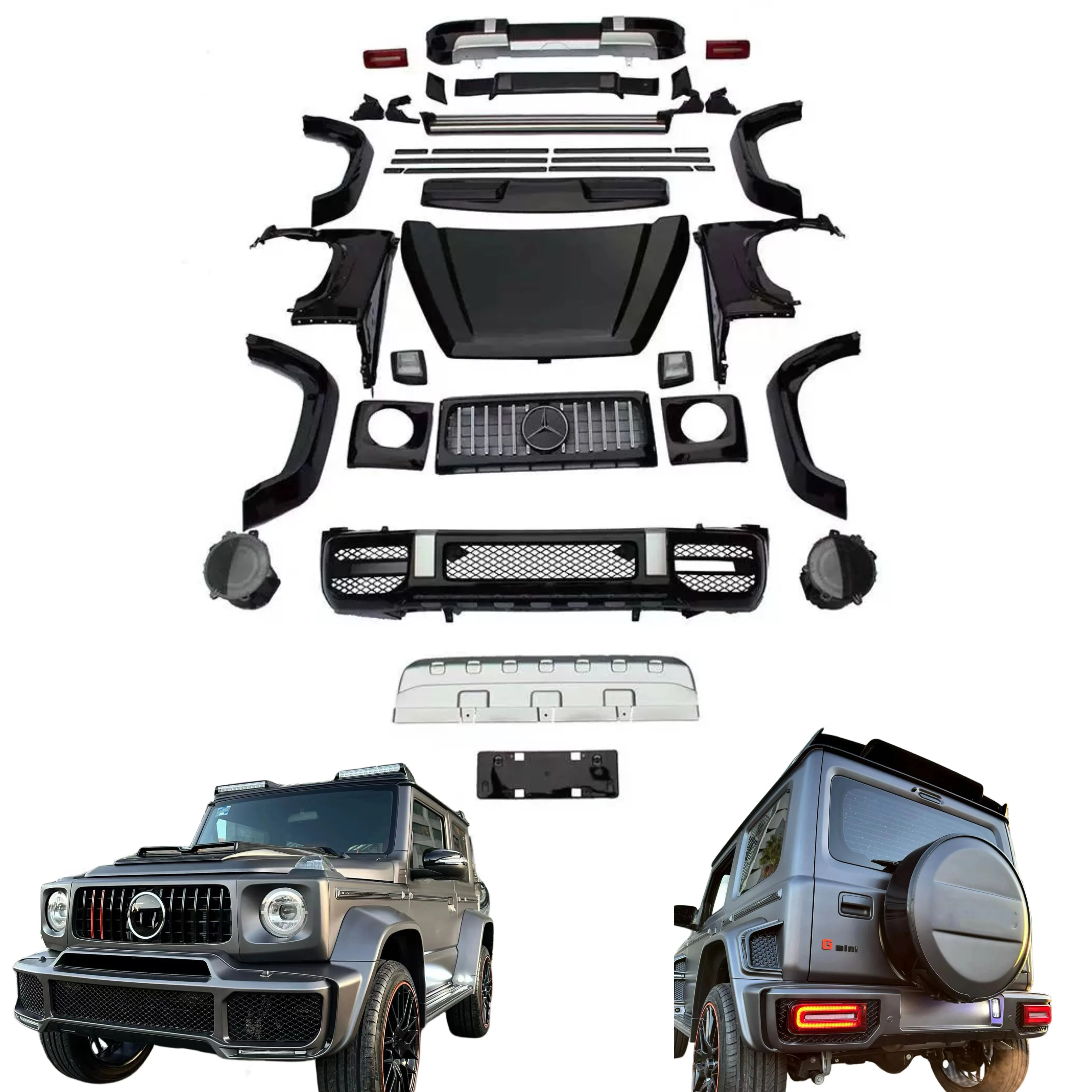 

Upgrade G63 Brabu Body Kit For Jimny Front Bumper Rear Bumper Wide Body Wheel Hood Headlight Body Kit