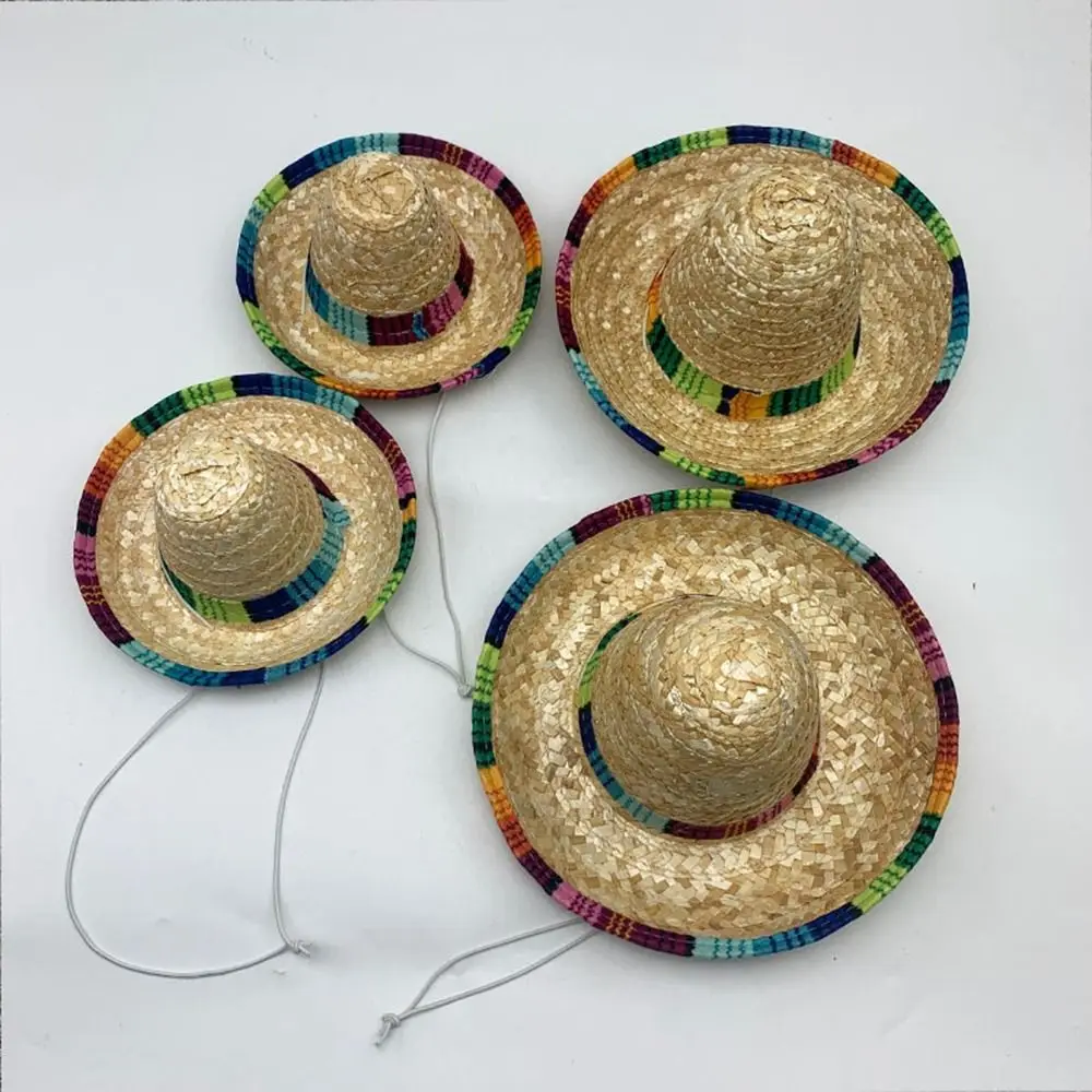 New 14/22/35/43cm Mexican Beach Hat Drawstring Sunscreen Cap Outdoor Sunshade Caps Children Performance Flavors Halloween Hat