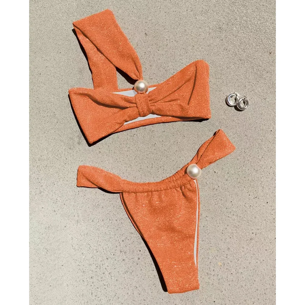 

2025 One Shoulder Bikini Set Sexy Bikinis Swimsuits Cut Out Women's 2 Peices Swimwear Biquini Summer Bathing Suits Push Up Beach