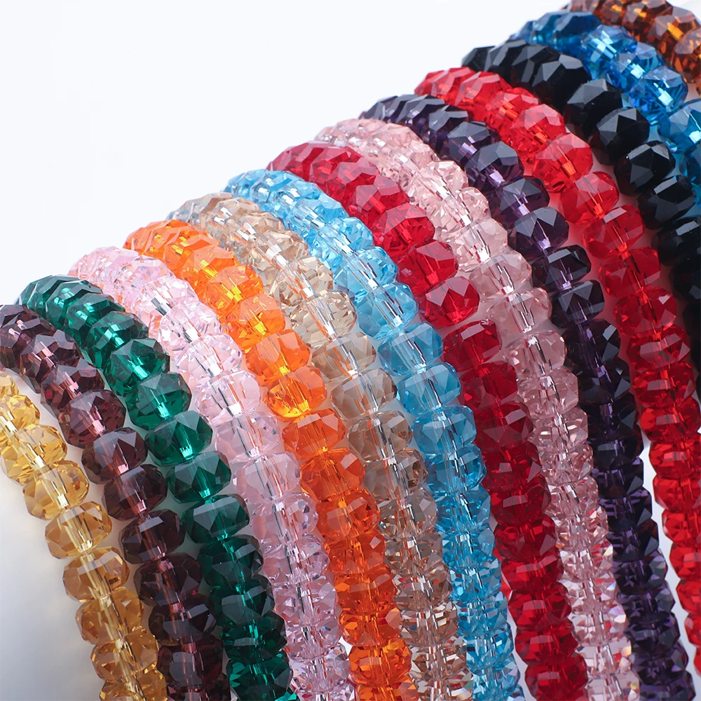 75 Stück 5 x 8 mm natürliche Kristalle aus Glas, facettierte Radperlen, lose Perlen für DIY-Schmuckherstellung, Armband, Halskette, Zubehör