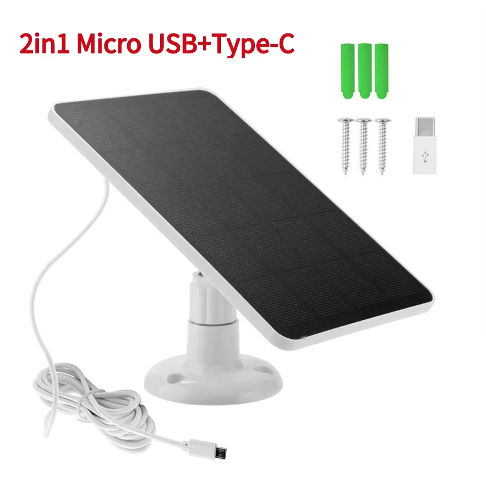 10W 5V Solar Panel 2in1 Micro USB+Type-C Solar Panels Outdoor Solar Cells Chargerfor Security Camera/Small Home Light System image 6
