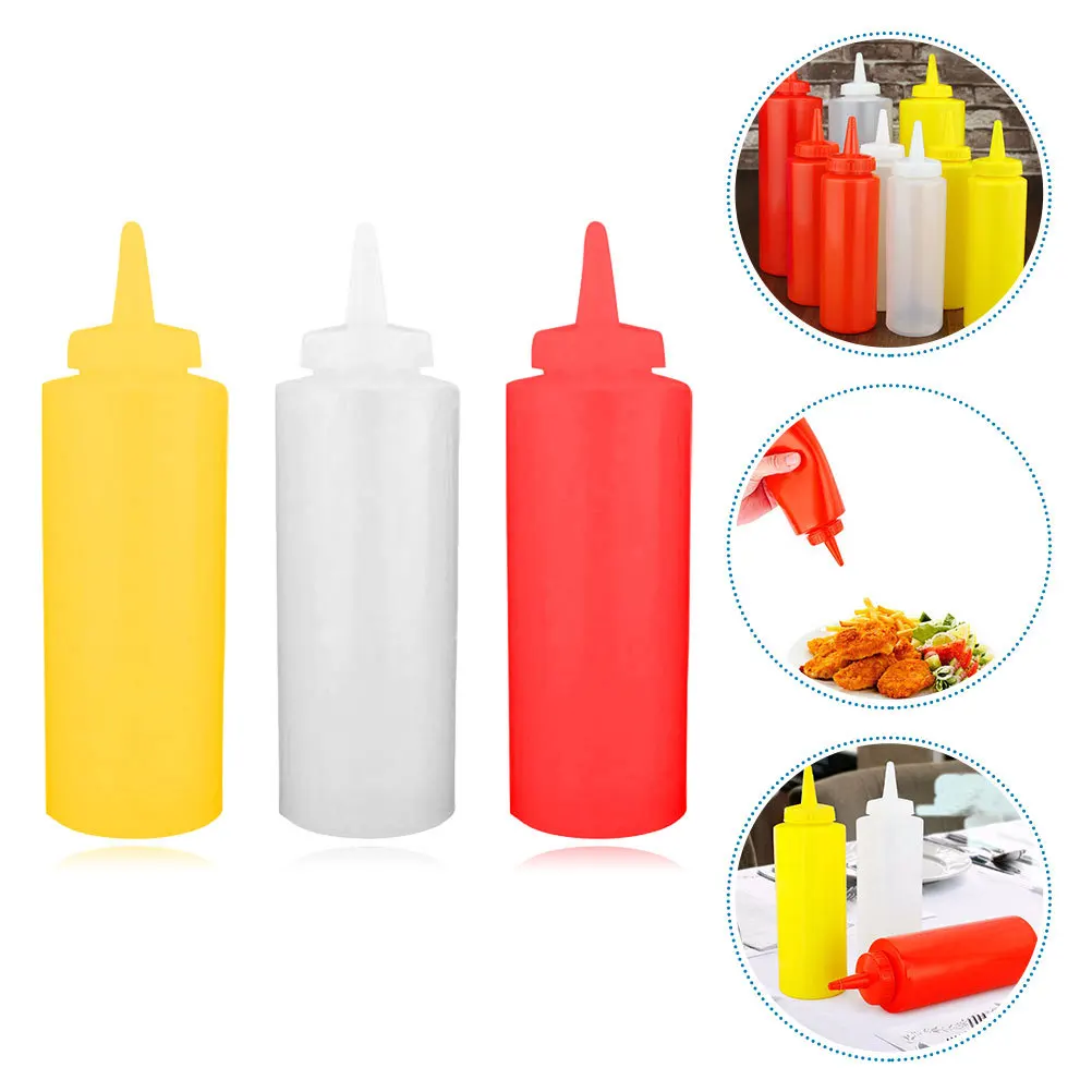 

3Pcs Sauce Squeeze Bottles Plastic Condiment Containers Ketchup Mustard Dispensers Kitchen Squeeze Bottles