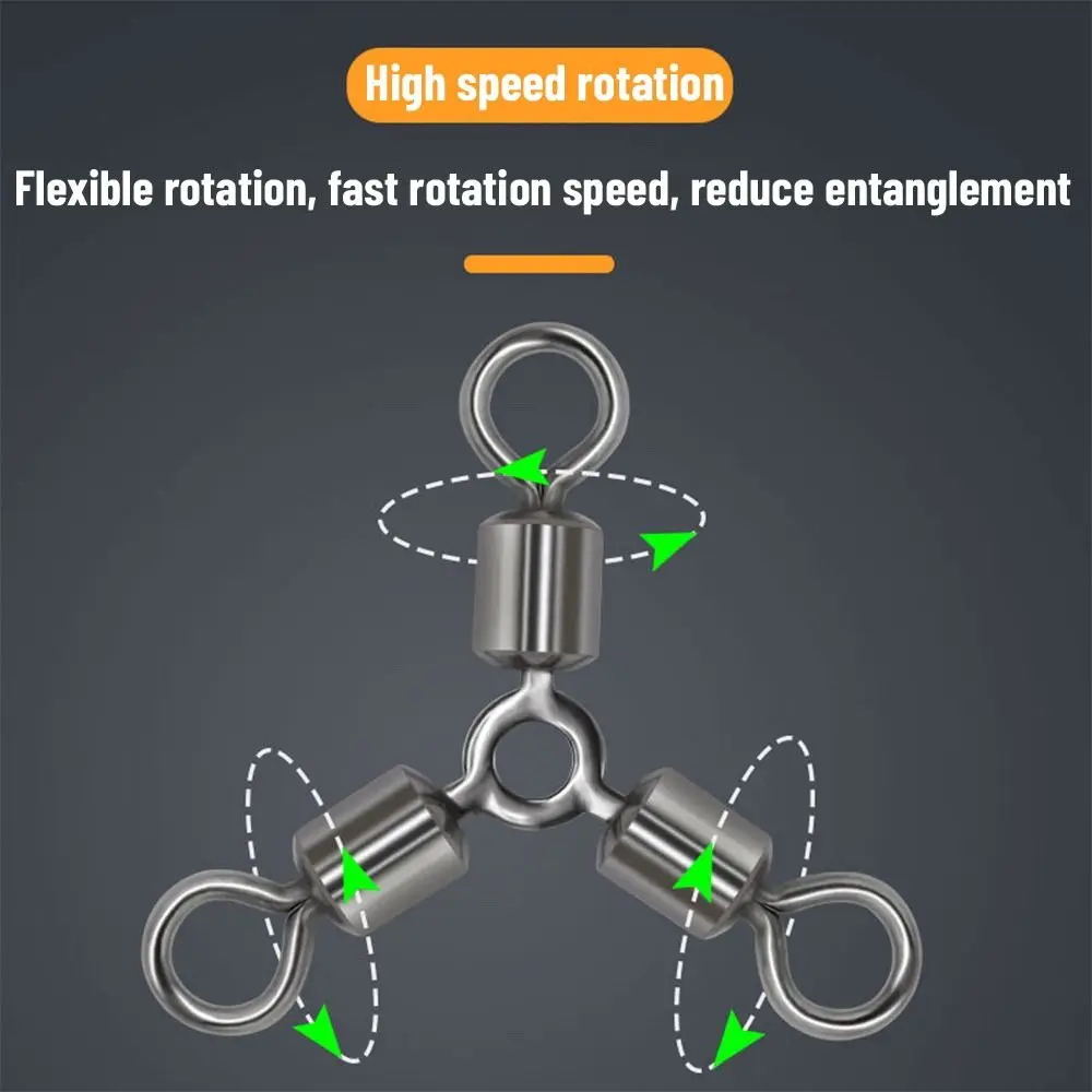 20 pçs/lote três vias rolando giros pesca conector rolamento de aço carbono giros acessórios fishhook enfrentar