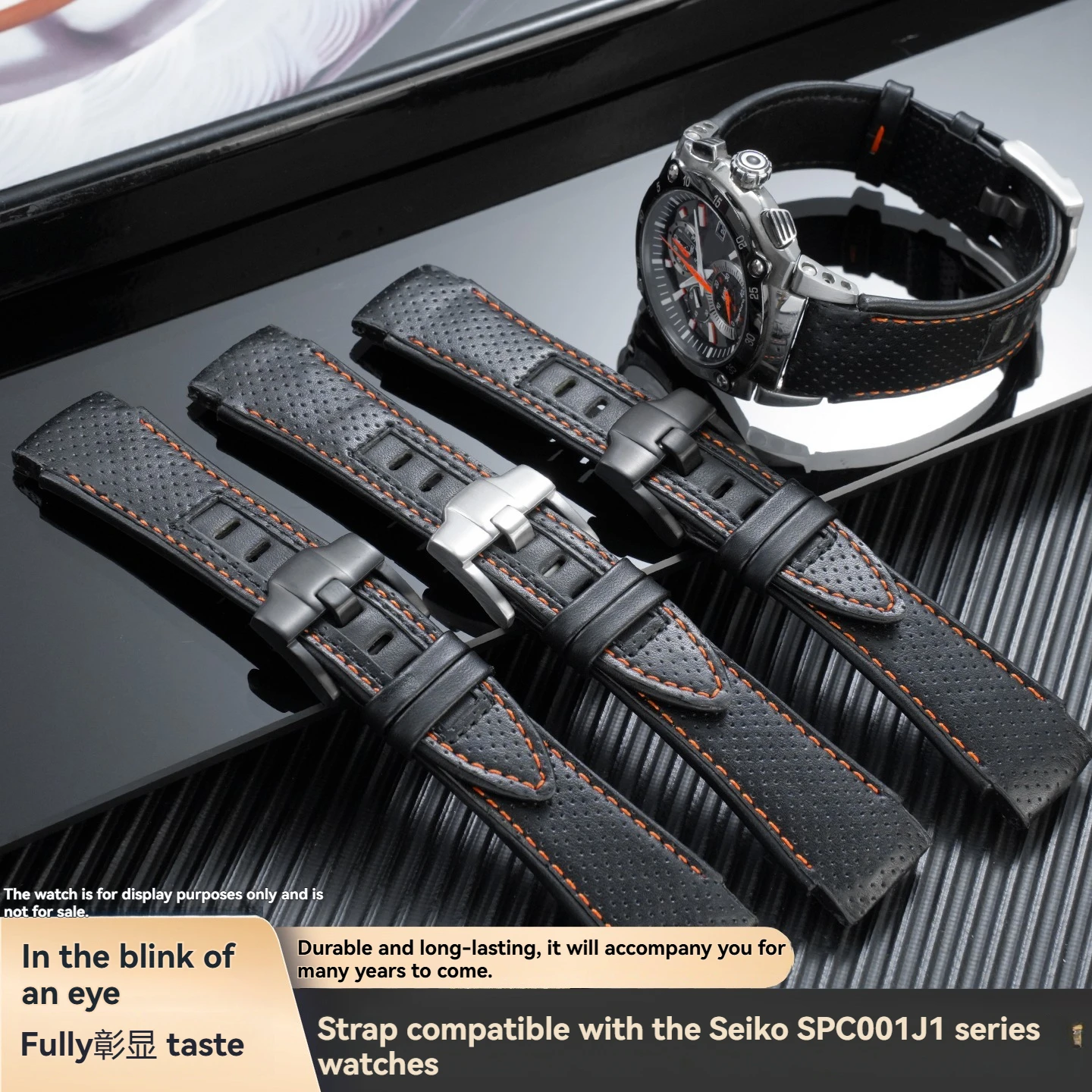 22mm-genuine-leather-strap-with-a-buckle-specifically-designed-for-seiko-premier-series-men's-watches-spc003-spc039-snj021
