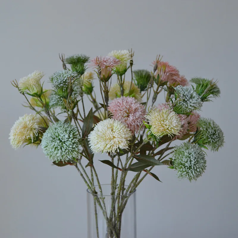 Artificial Flowers Fireworks Like Wedding Decoration Fake Flowers Small Thorn Ball DIY Centerpiece Home Xmas New Year Decors