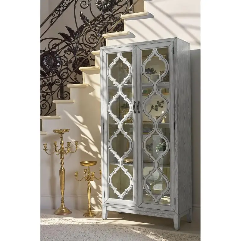 Antique White 2-Door Cabinet for Storage and Display with Adjustable Shelves, Functional Home Furniture