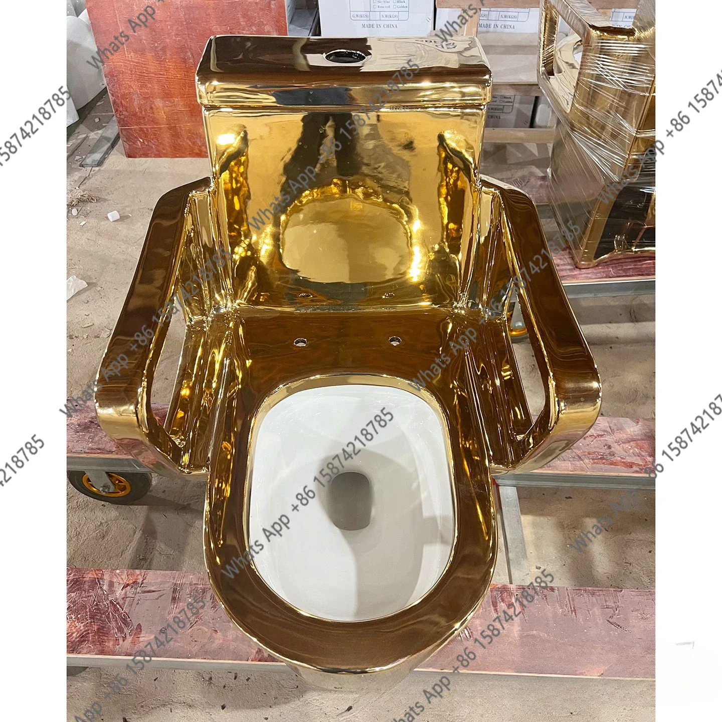 

X Electroplated Gold Toilet Ceramic Bathroom Gold-plated Toilet Colored Gold With Armrest Household Toilet
