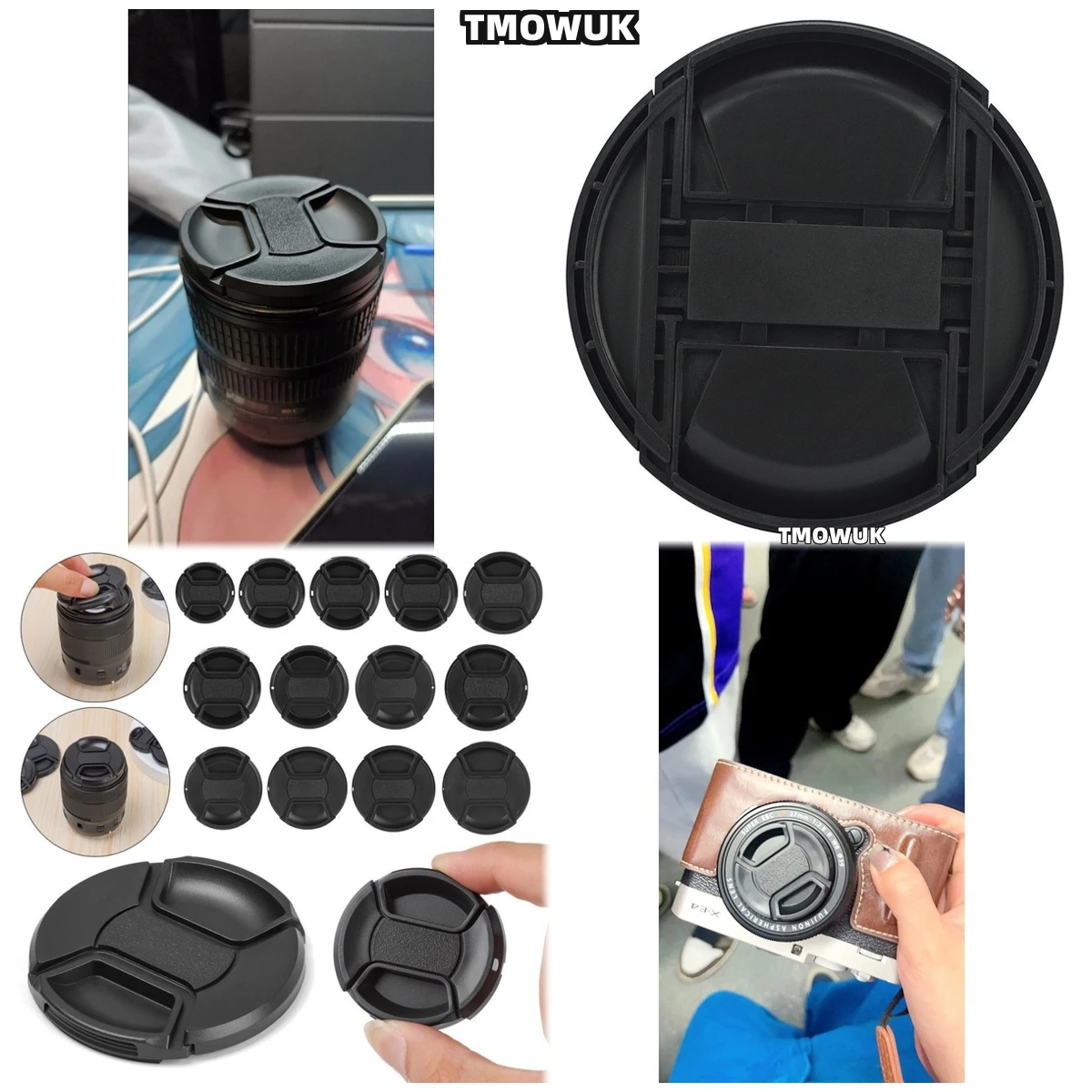 

For Panasonic S5K G100D G100K GH7 GH8 GX8 ZS800 DMC-FZ670 DMC-FZ680 Camera Lens Cap Protective Cover Center Pinch Snap-on 49mm 5