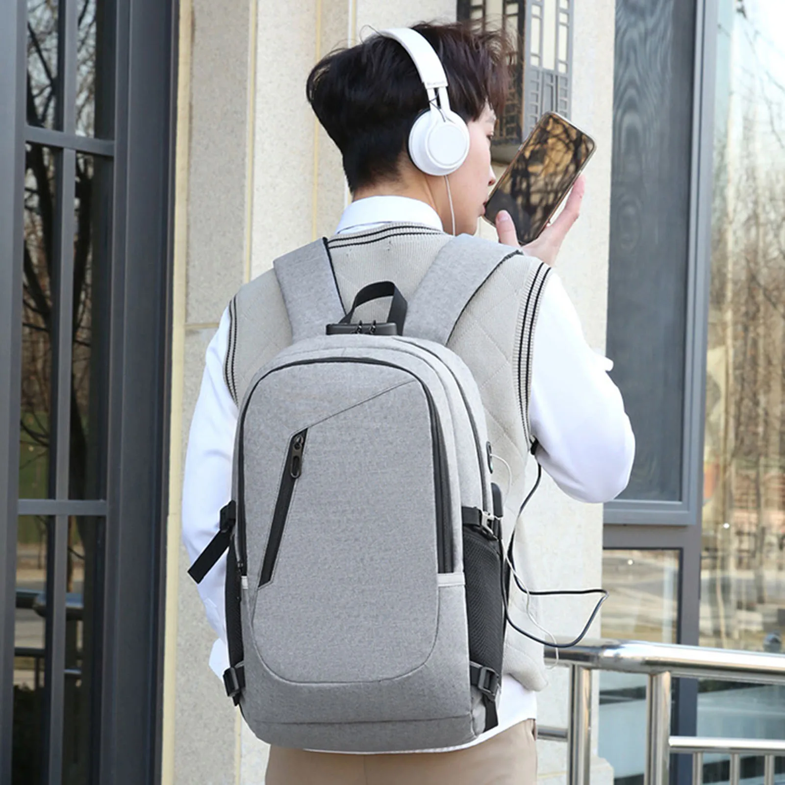 

Stylish Men's Backpack With Password Lock Anti-Theft Short Travel Bag For Men Male Youth