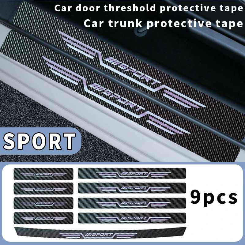 

Latest Styles SPORT Logo Car Door Sill Threshold Carbon Fiber Sticker Car Trunk Protective Sticker Auto Accessories