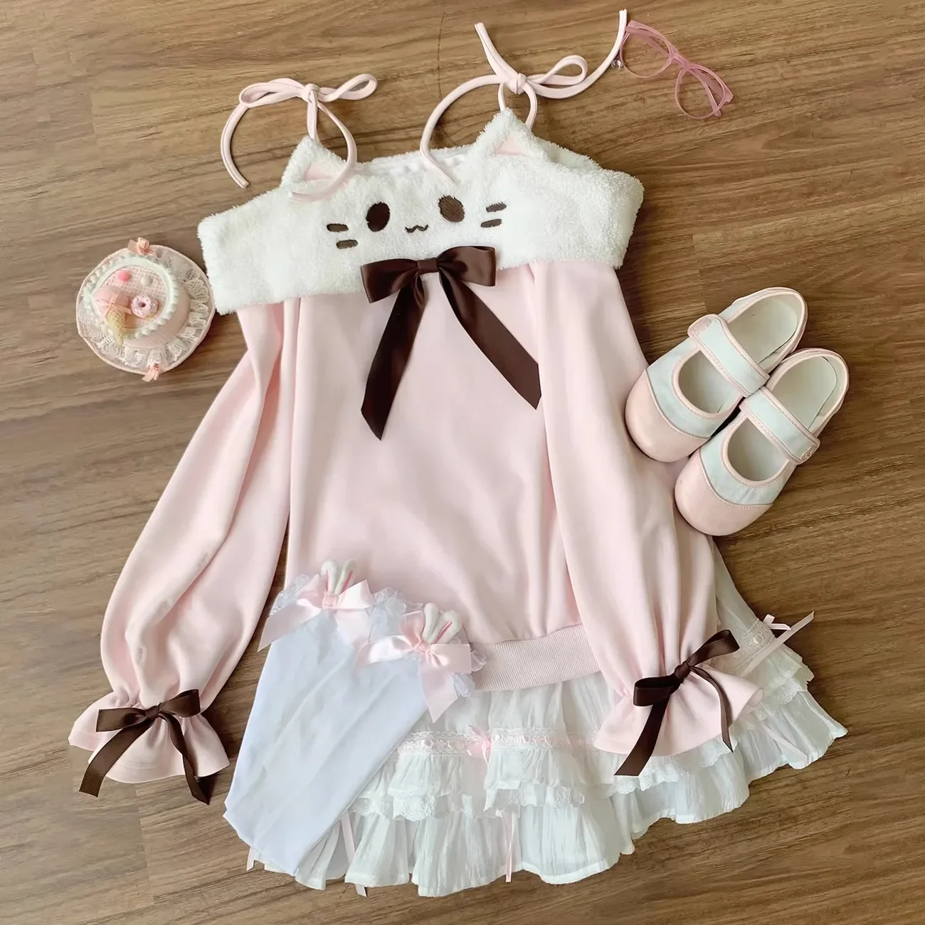 Japanese Kawaii Hooded T-shirt Women Casual Y2k Crop Tops Cute Cartoon Tees Y2k Aesthetic Grunge Zipper Casual ​Sweatshirts