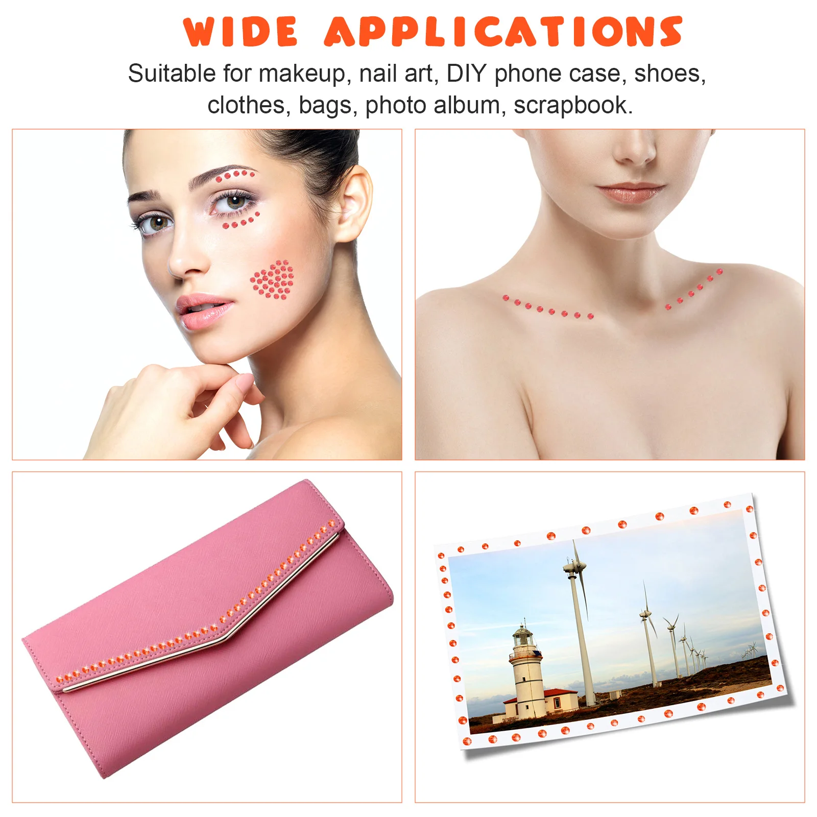 6 أوراق من ملصقات جوهرة لامعة ذاتية اللصق من أحجار الراين لمهرجانات الزفاف ومكياج الأظافر لتزيين الهاتف #2