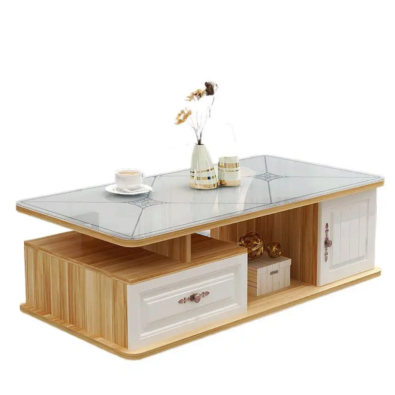 

Simple and modern, small apartment living room, tempered glass coffee table