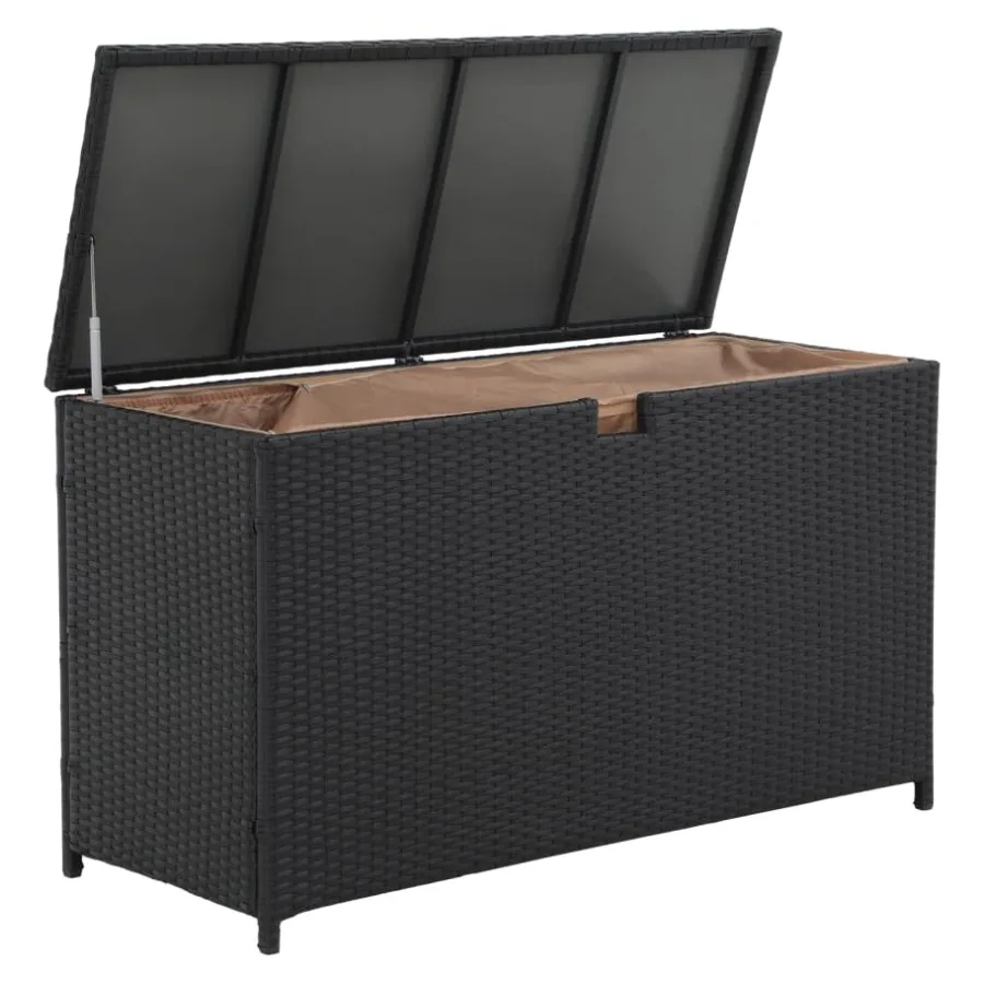 

Super Patio Outdoor Patio Storage Box Waterproof 120 Gallon Large Deck Box Wicker Storage Bin for Cushions Garden Tools Black