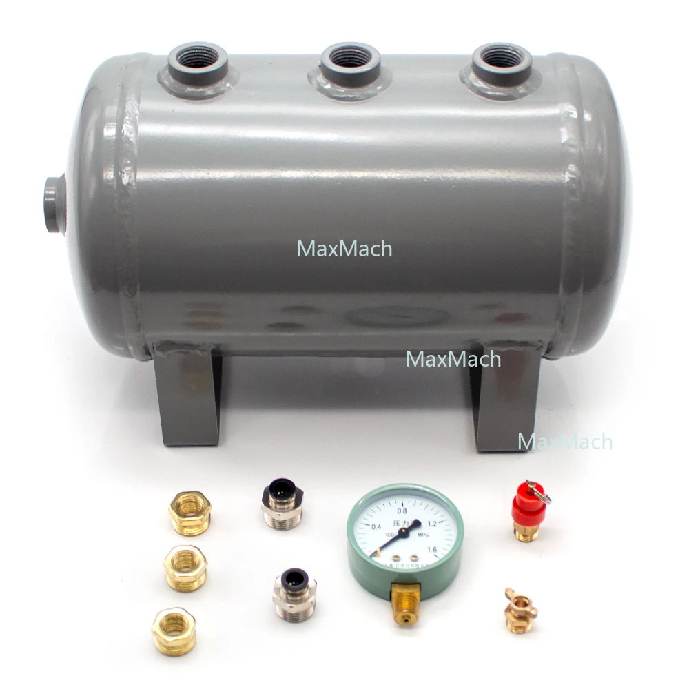 5L أفقي الكربون الصلب خزان الهواء ضاغط الهواء مضخة الهواء خزان الضغط فراغ تخزين اسطوانة مع مقياس الضغط