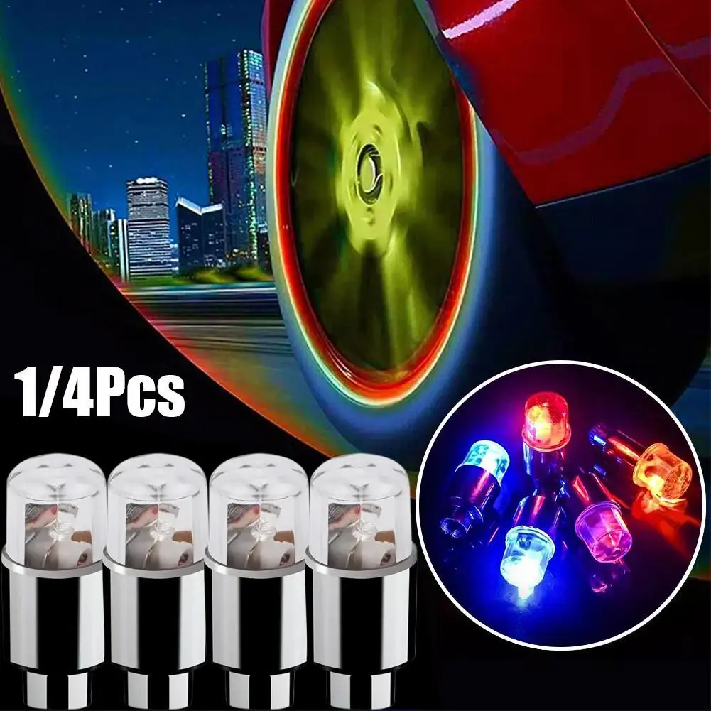 4/1Pcs Colorful LED Wheel Valve Lights Motorcycle Car Wheel Tire Valve Caps Universal Dustproof Bicycle Valve Cover