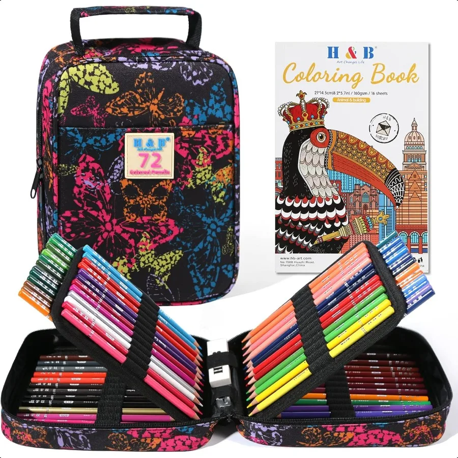 

72Color Colored Pencils Set with Coloring Book Eraser and Sharpener Perfect for Drawing and Coloring Soft OilBased Cores Ideal
