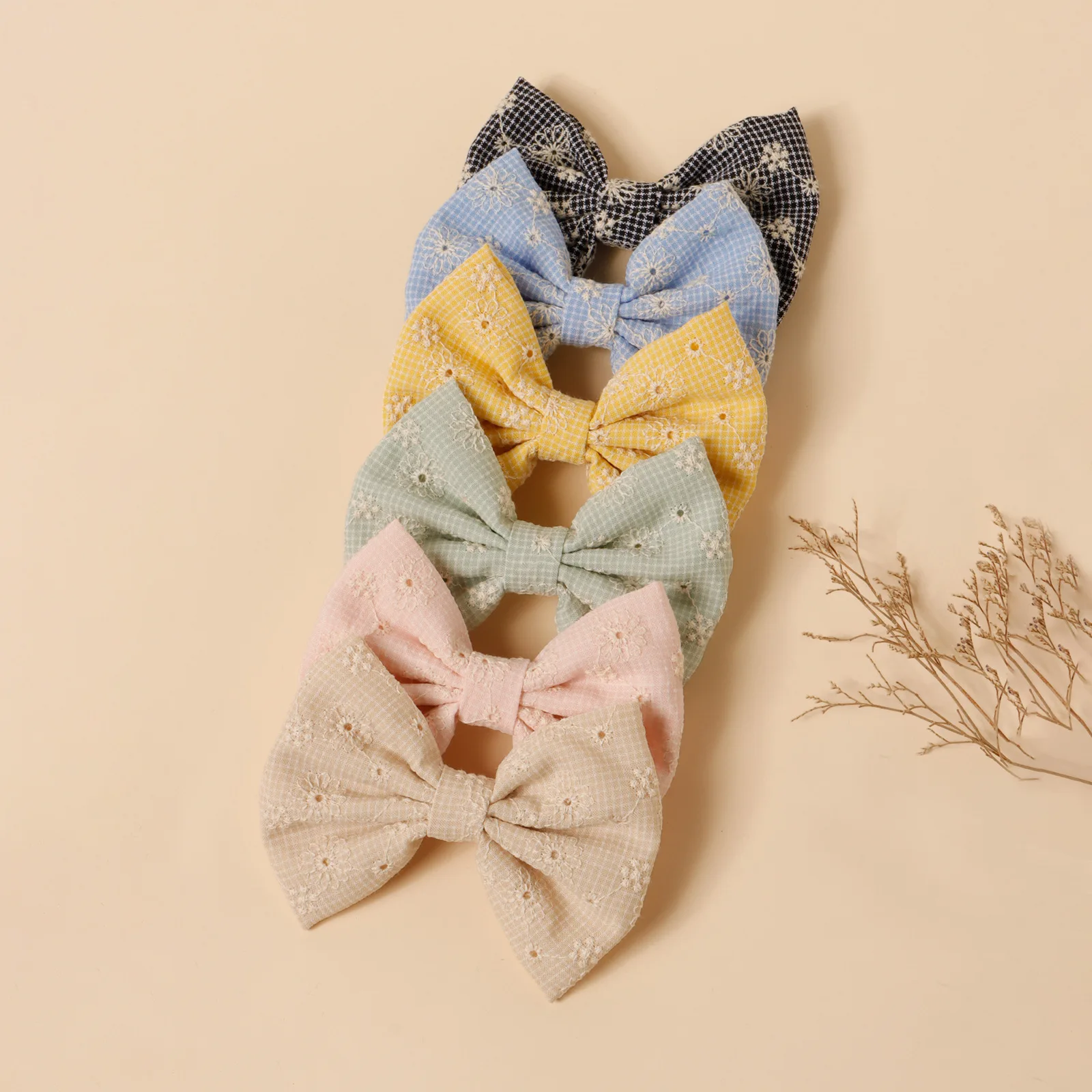 

12 шт./лот, заколки для волос с вышитыми бантами для маленьких девочек, мягкая нейлоновая повязка для волос, аксессуар для волос для младенцев