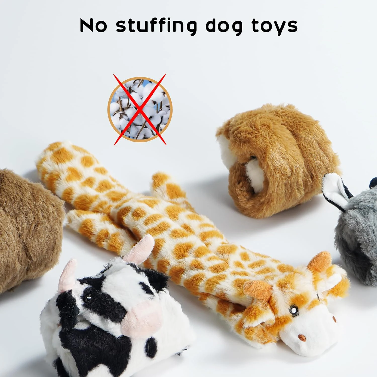 5PCS Crinkle Plüsch Hund Quietschendes Spielzeug Fuchs Giraffe Eichhörnchen Kuh Esel Stil, Keine Füllung Hundespielzeug für kleine, mittelgroße und große Hunde – Detail 4