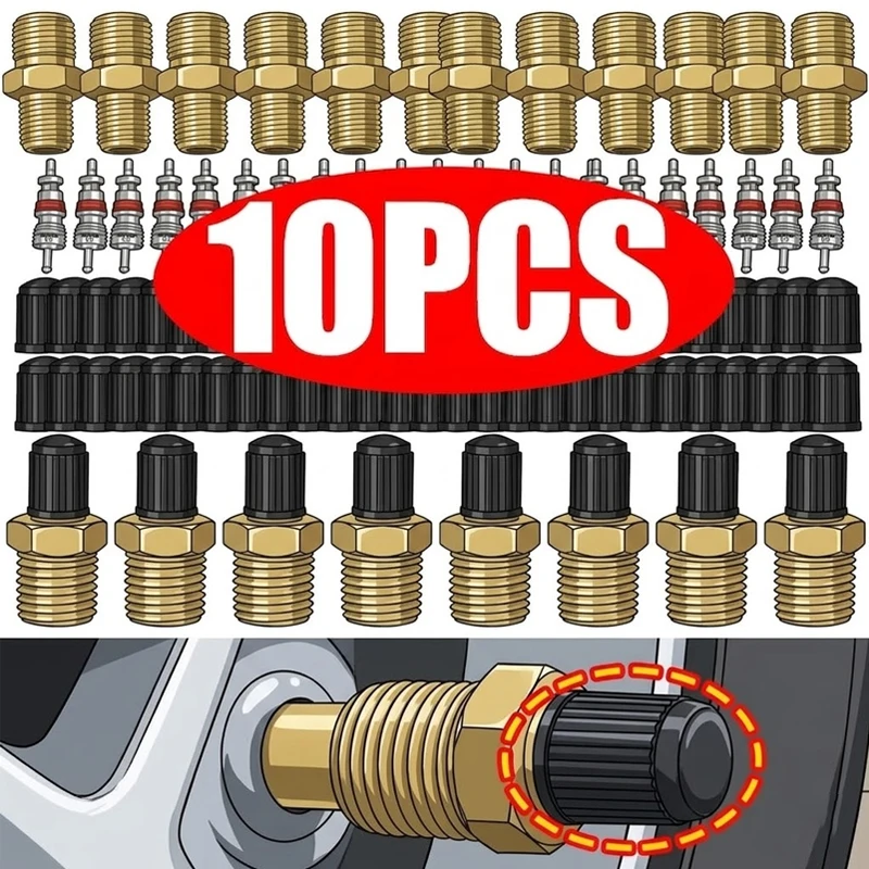 

Универсальный латунный вентиль для шин, для автомобилей и мотоциклов, бескамерный, с резьбой, из цельной меди, автозапчасти, 1/4 NPT, 1/8 NPT, M10*1