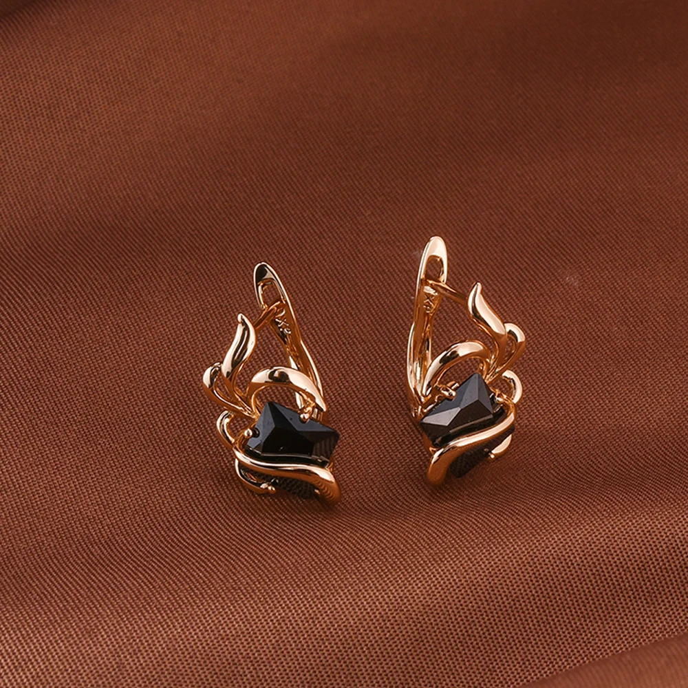 Luxurious Gemstone Earrings Colorful Square Purple Red And Black Crystal Set Cascading Earrings Fashionable Gifts For Women