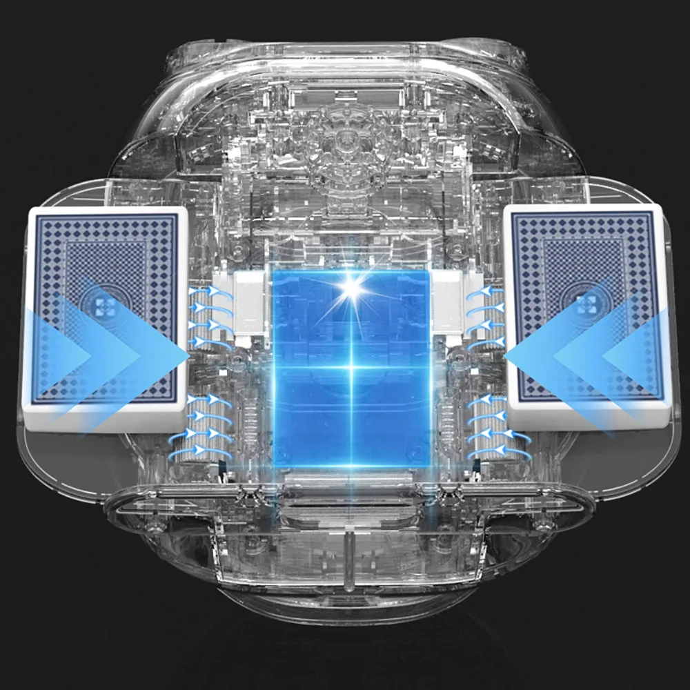 جهاز لعبة البوكر للحفلات 2 في 1 أداة تجميع أوراق اللعب 360 درجة ° آلة توزيع شفل البطاقات الأوتوماتيكية الدوارة #3