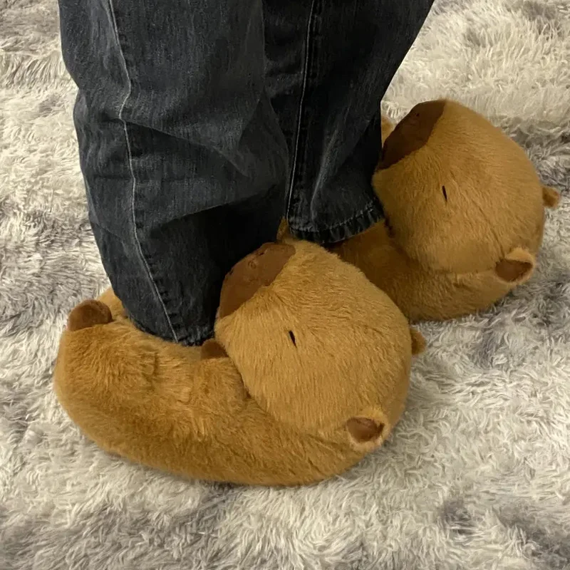 

New Capibala Capybara Slippers Winter Bag With Warm Cotton Shoes Home Shoes Ladies Winter Plush Shoes Slippers Average Size