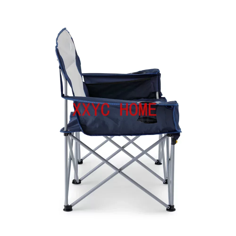 Portable Outdoor Double Chair with Water Cup Trough Portable Folding Camping Picnic Double Chair Garden Portable Folding Bench